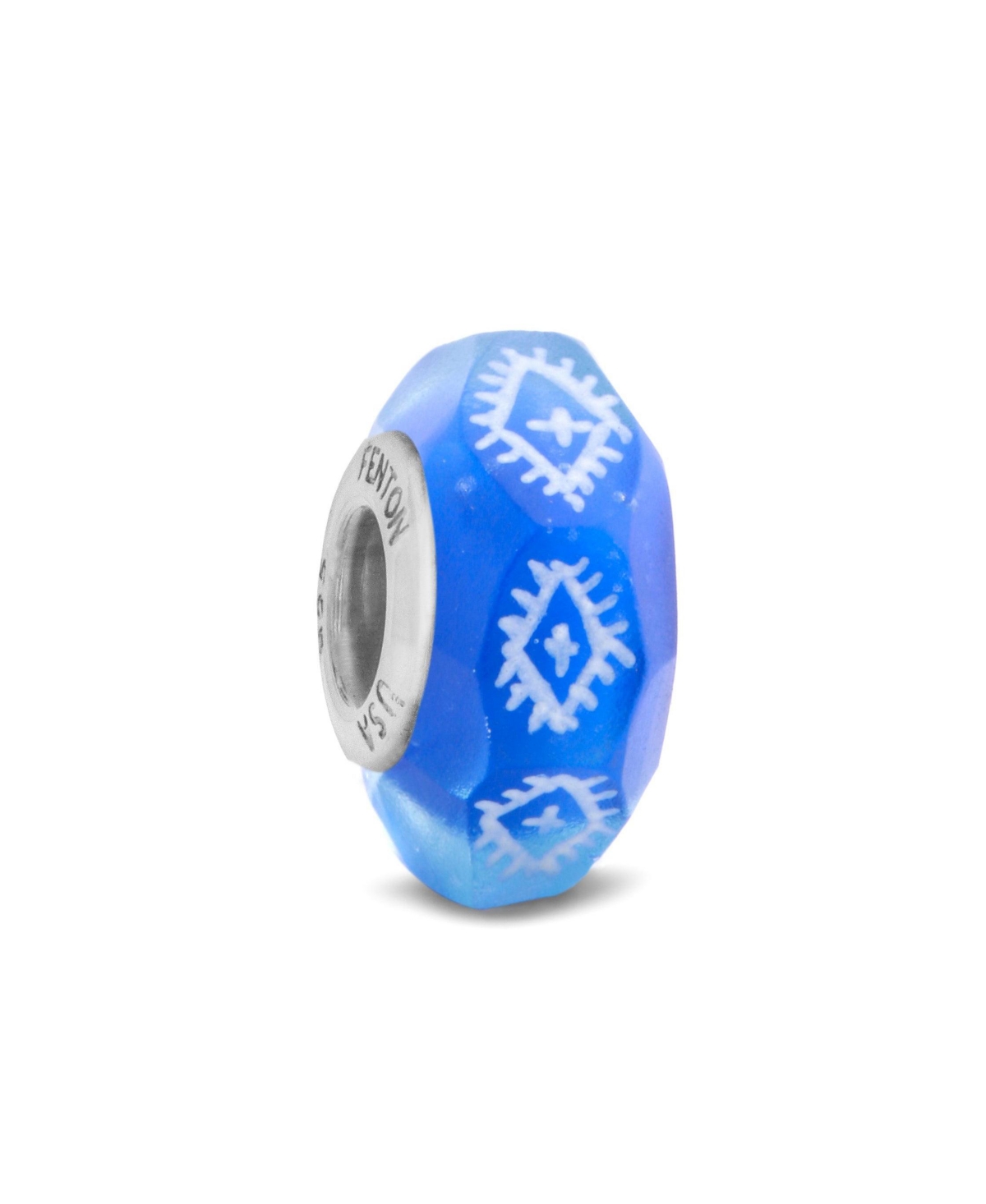 Glass Jewelry: Cobalt Ikat Glass Charm - Multi-color