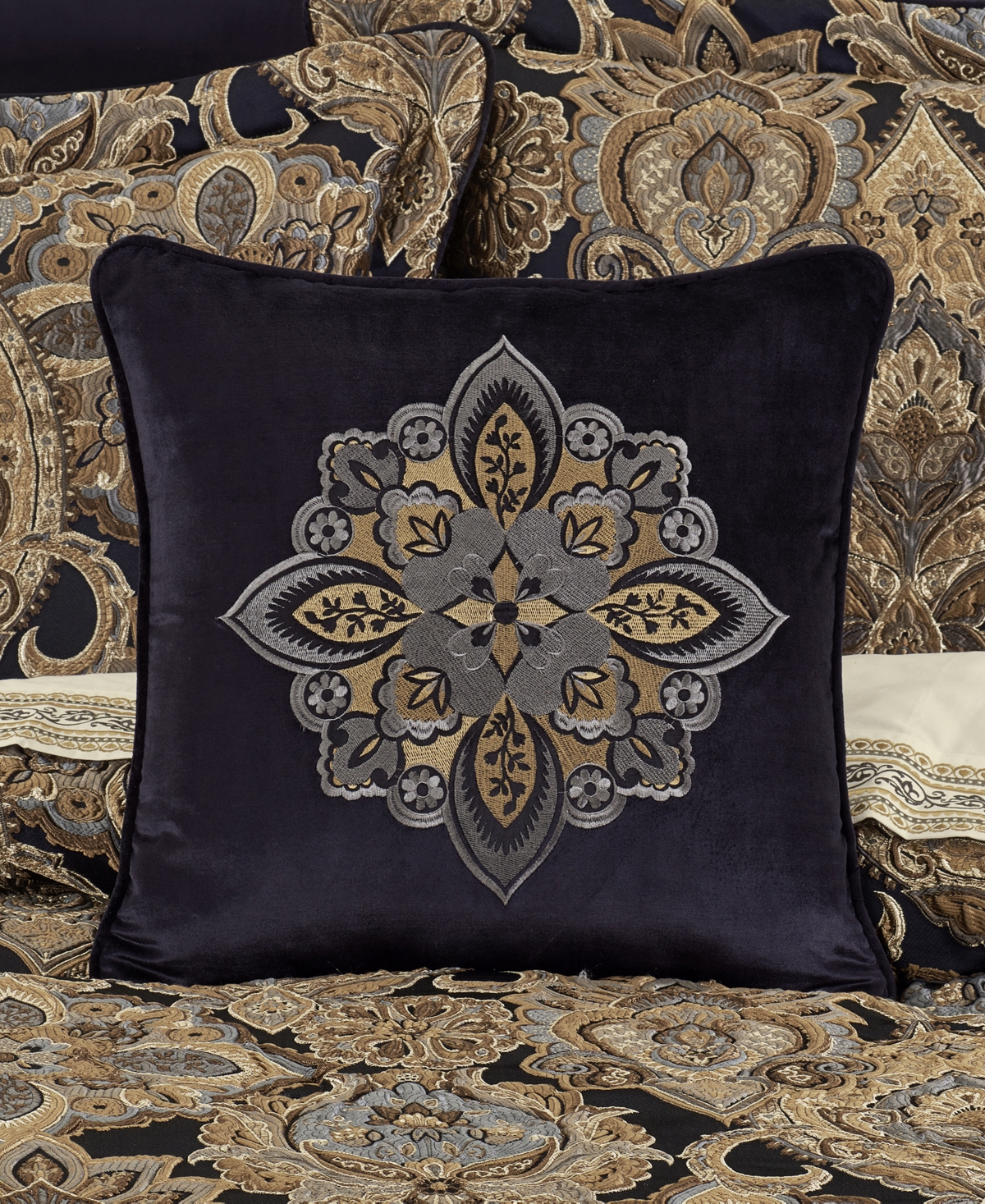Shop J Queen New York Amara Embellished Decorative Pillow, 18" X 18" In Indigo