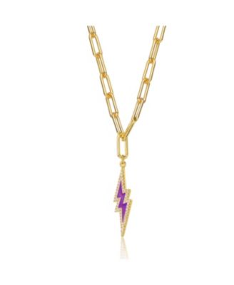 Gigi Girl Elegant Young Adults 14K Gold Plated with Colored Cubic Zirconia Charm Necklace