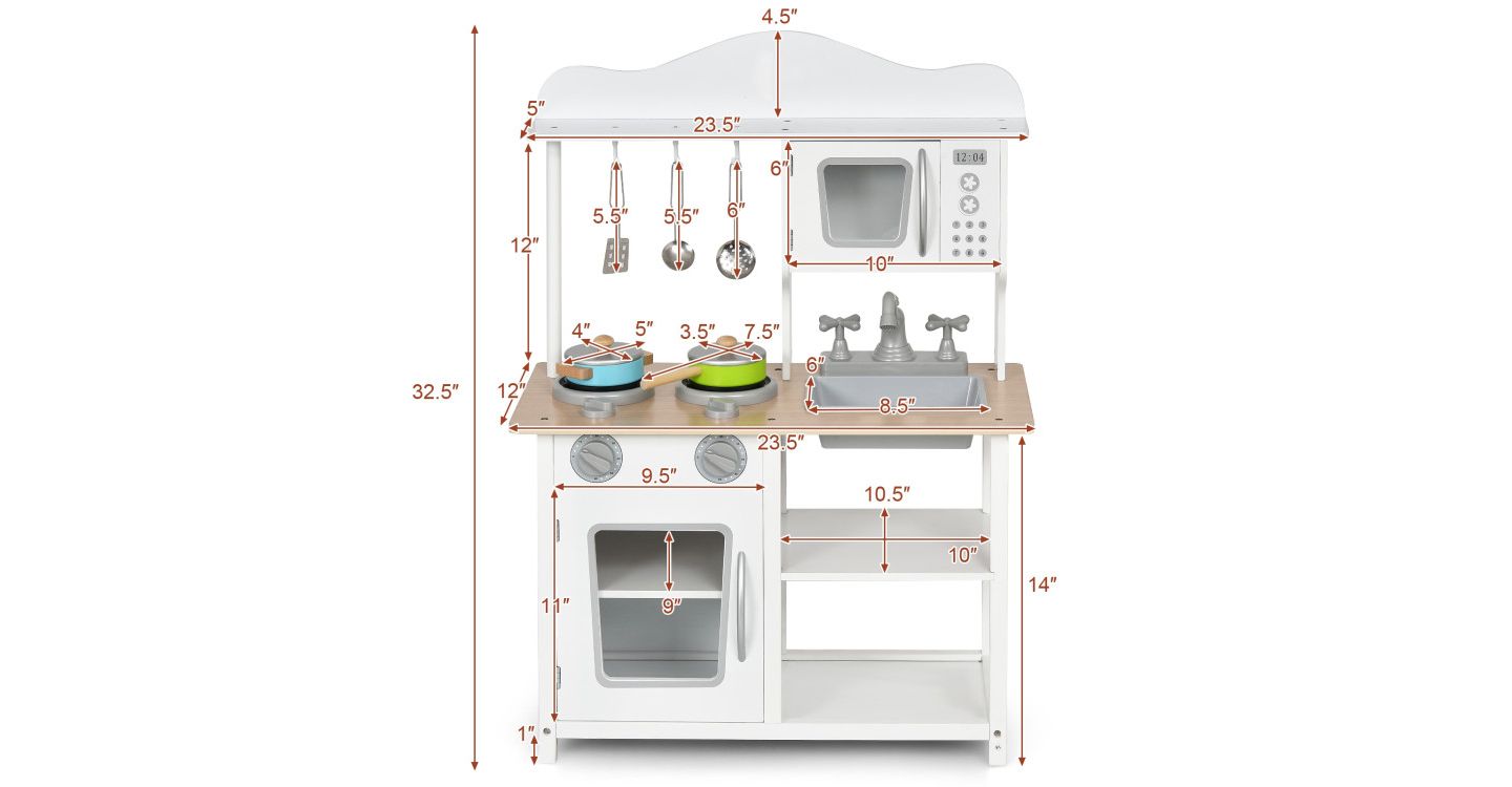 Детские игрушки Slickblue Sound and Light Kitchen Set with Accessories and Sink, от 3 лет, цвет: Белый — фото 11