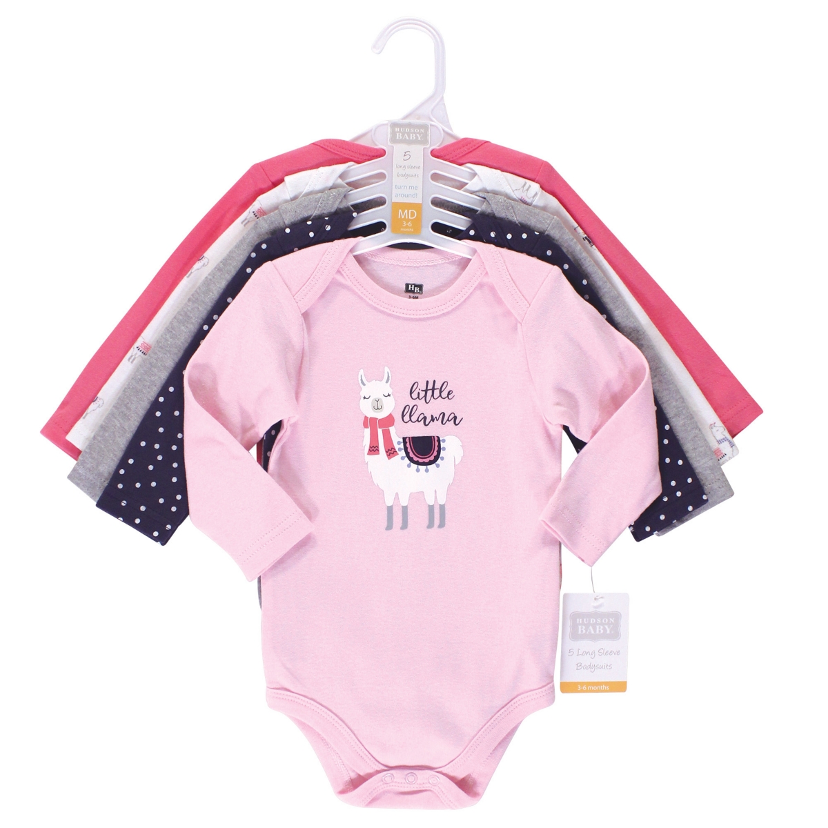 Hudson Baby Baby Girls Cotton Long-Sleeve Bodysuits 5pk Llama