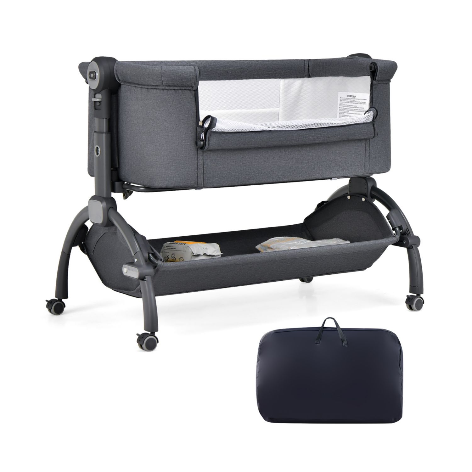 3 in 1 Infant Bassinet with Adjustable Height and Secure Double Lock