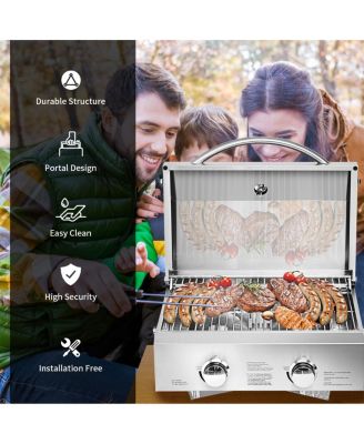 2 Burner Portable Stainless Steel BBQ Table Top Grill for Outdoors