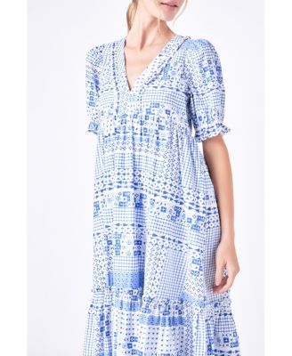 Women's Geometric Print Tiered Midi Dress - Macy's