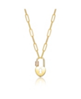 Gigi Girl Kids/Young Teens 14K Gold Plated Cubic Zirconia Lock Charm Necklace - Gold