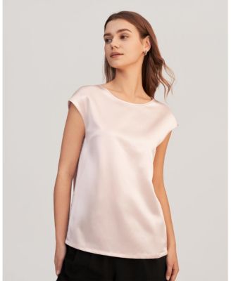 Women's Basic Cap Sleeves Silk Tee