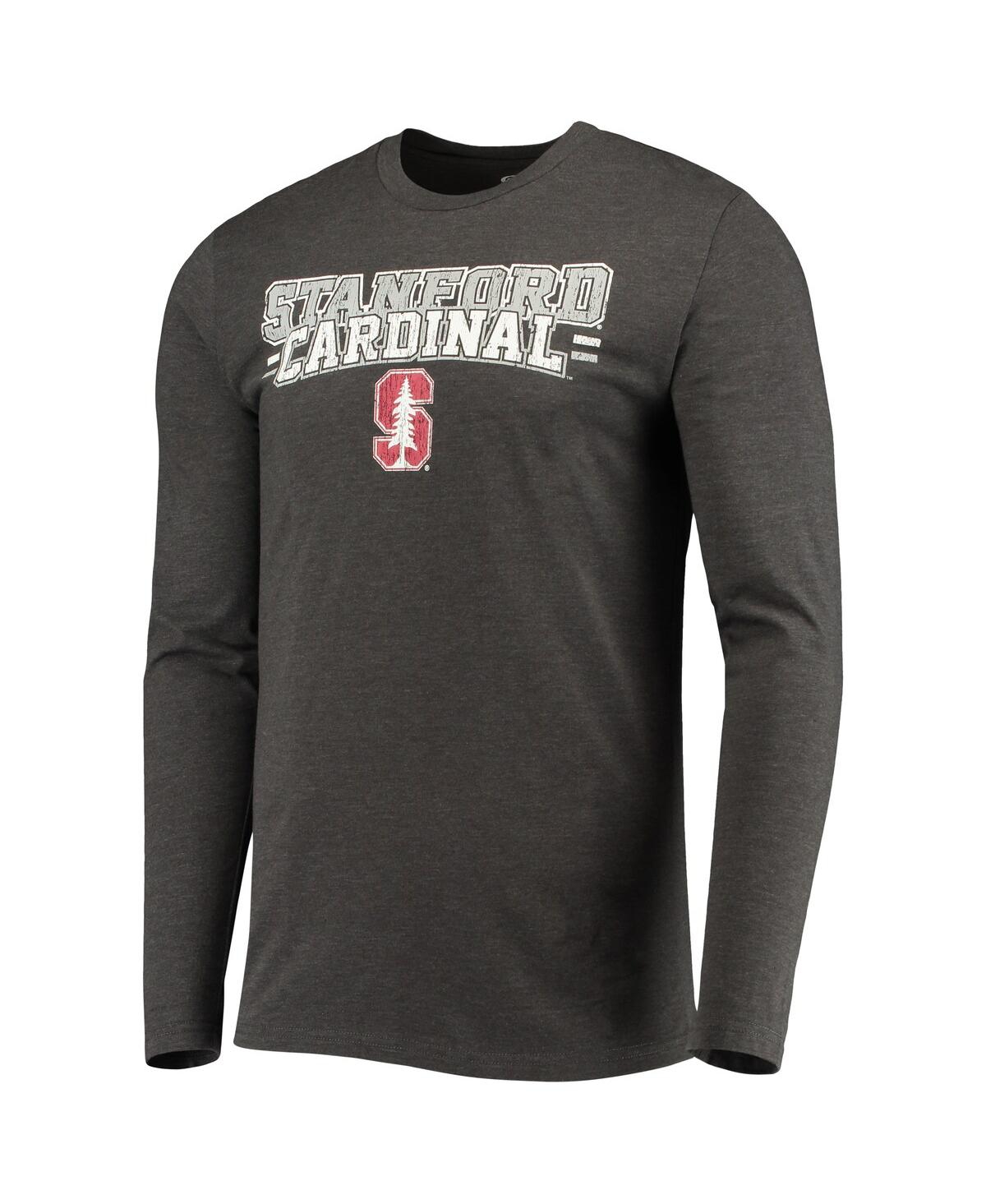 Men's Concepts Sport Heathered Charcoal Distressed Stanford Cardinal Meter Long Sleeve T-shirt and Pants Sleep Set - Heathered Cha