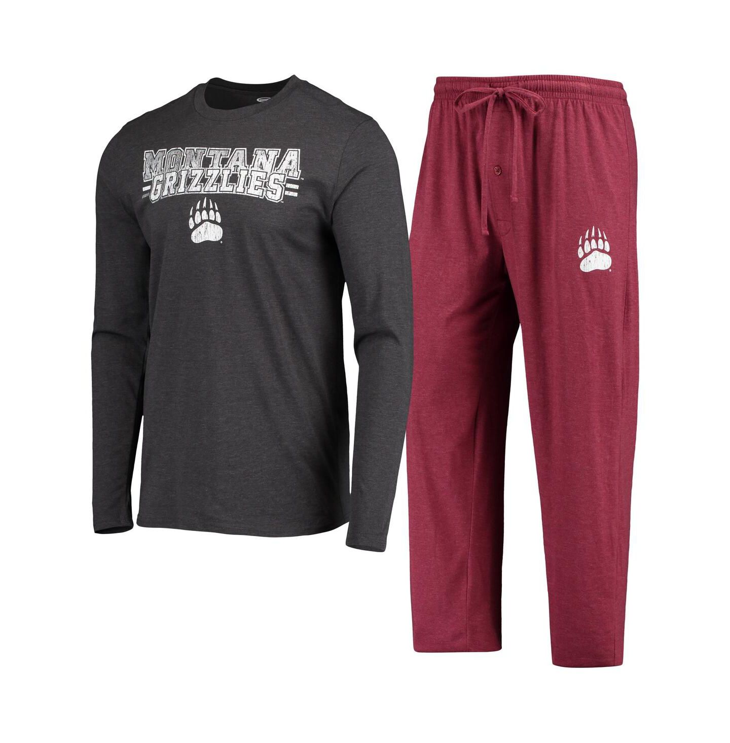 Мужская пижама Concepts Sport Montana Grizzlies Meter, Maroon/Heathered Charcoal — фото 1