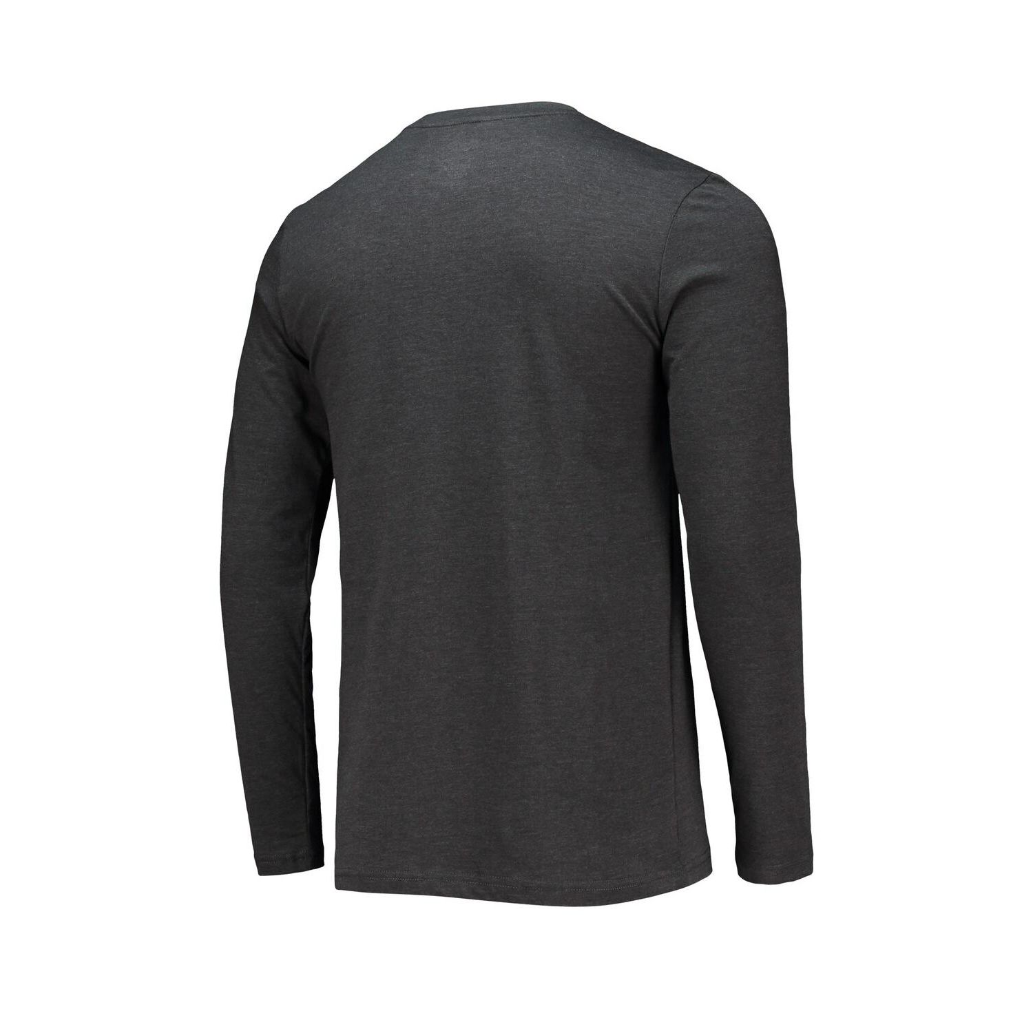 Men's Red, Heathered Charcoal Distressed Miami University RedHawks Meter Long Sleeve T-shirt and Pants Sleep Set