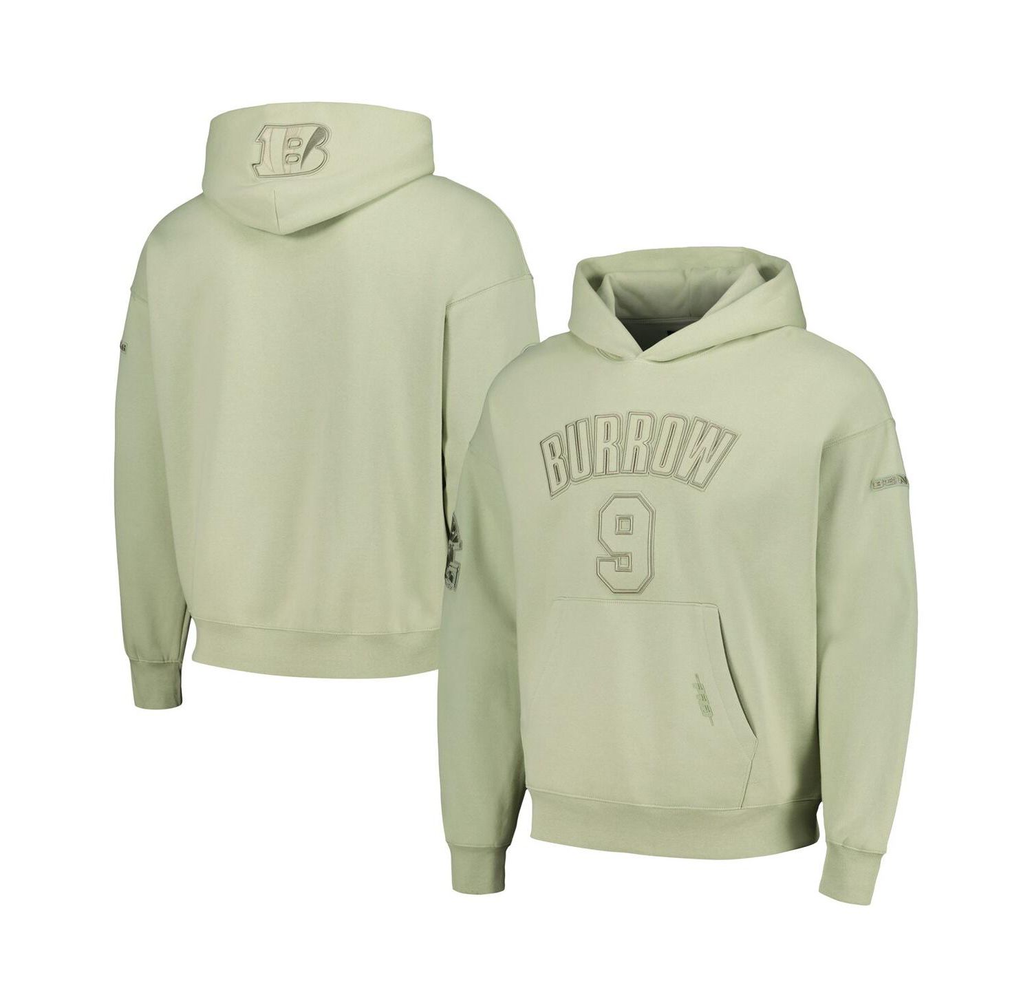 Men's Joe Burrow Light Green Cincinnati Bengals Player Name and Number Pullover Hoodie