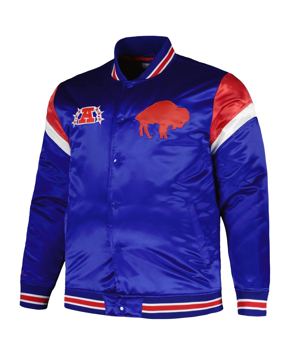 Men's Mitchell & NessDistressed Buffalo Bills Big and Tall Satin Full-Snap Jacket - Royal