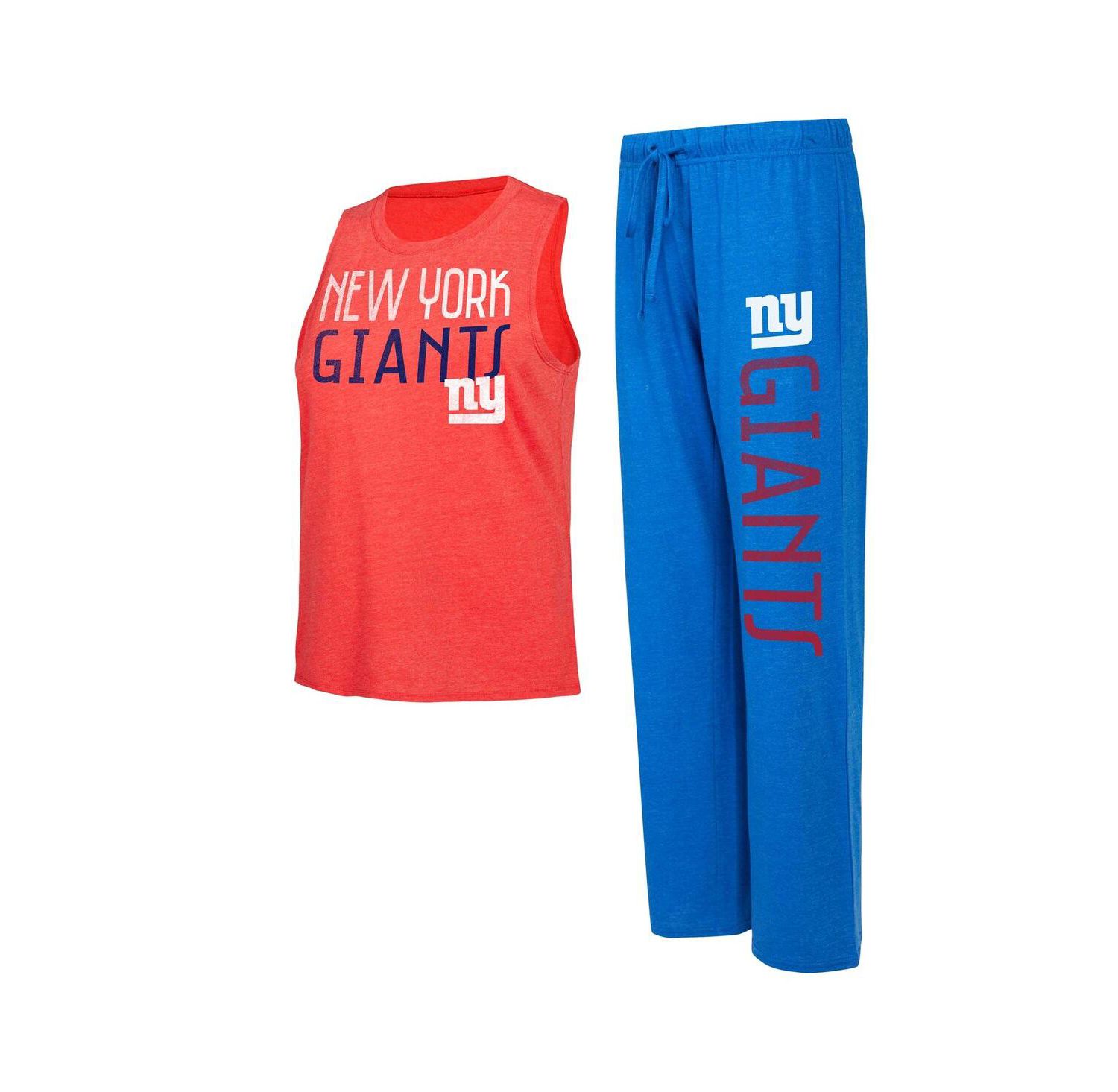 Women's Royal, Red Distressed New York Giants Muscle Tank Top and Pants Lounge Set