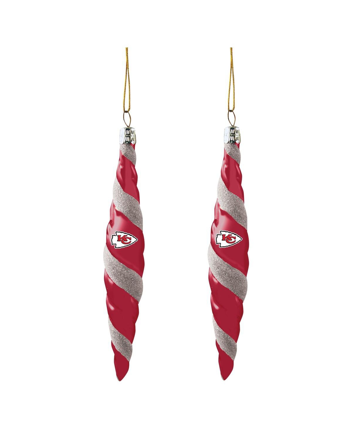 Kansas City Chiefs Two-Pack Swirl Blown Glass Ornament Set - Red