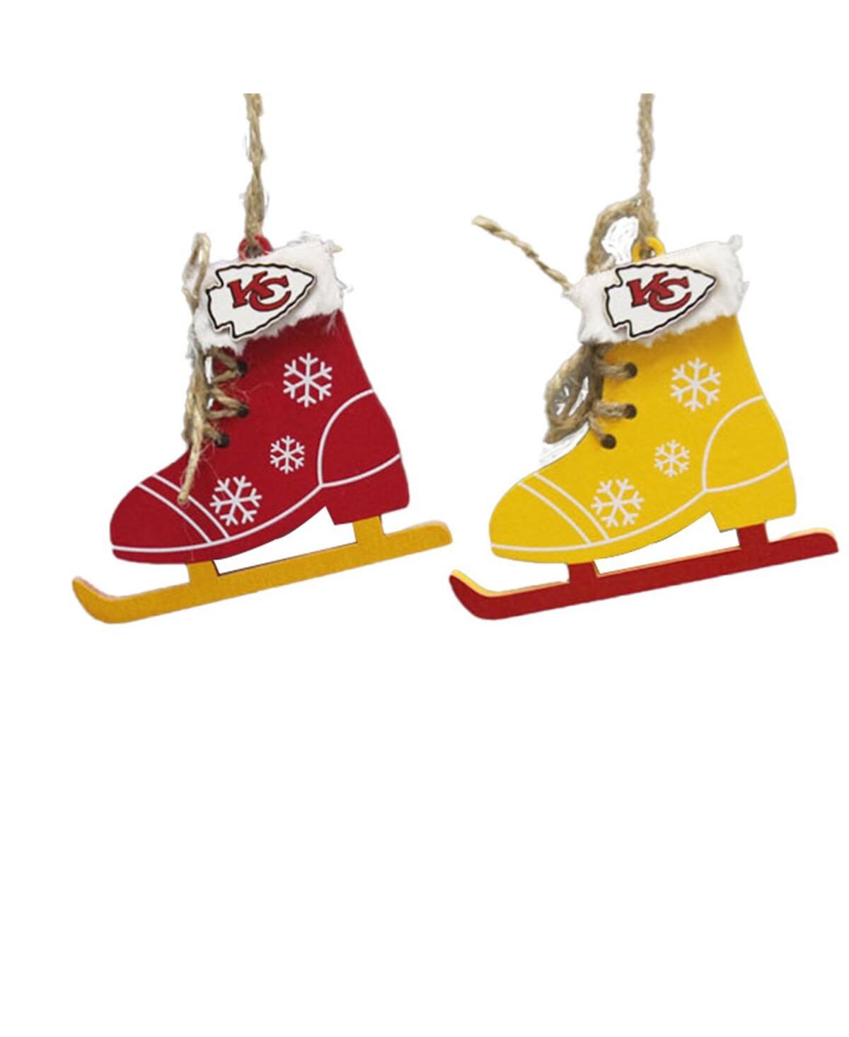 The Memory Company Kansas City Chiefs Two-Pack Ice Skate Ornament Set - Red, Yellow