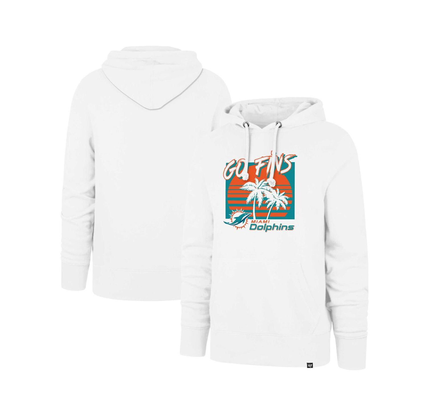 Men's White Miami Dolphins Go Fins Regional Headline Pullover Hoodie