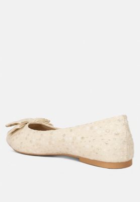 Womens cicely jacquard bow embellished ballet flats