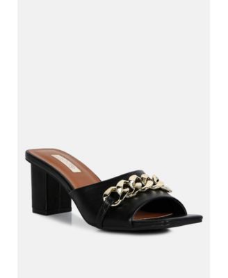 Womens hotshot mid heel chain detail sandals