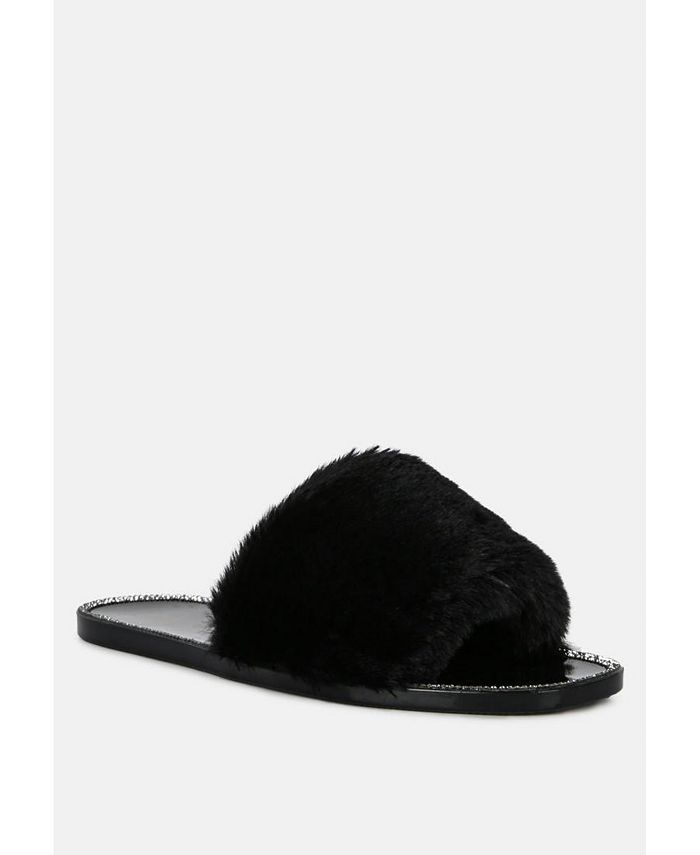 London Rag Geese Faux Fur Diamante Detail Jelly Flats Macy's