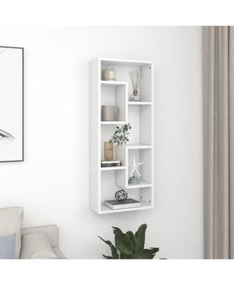 Wall Shelf White 14.2"x6.3"x35.4" Engineered Wood