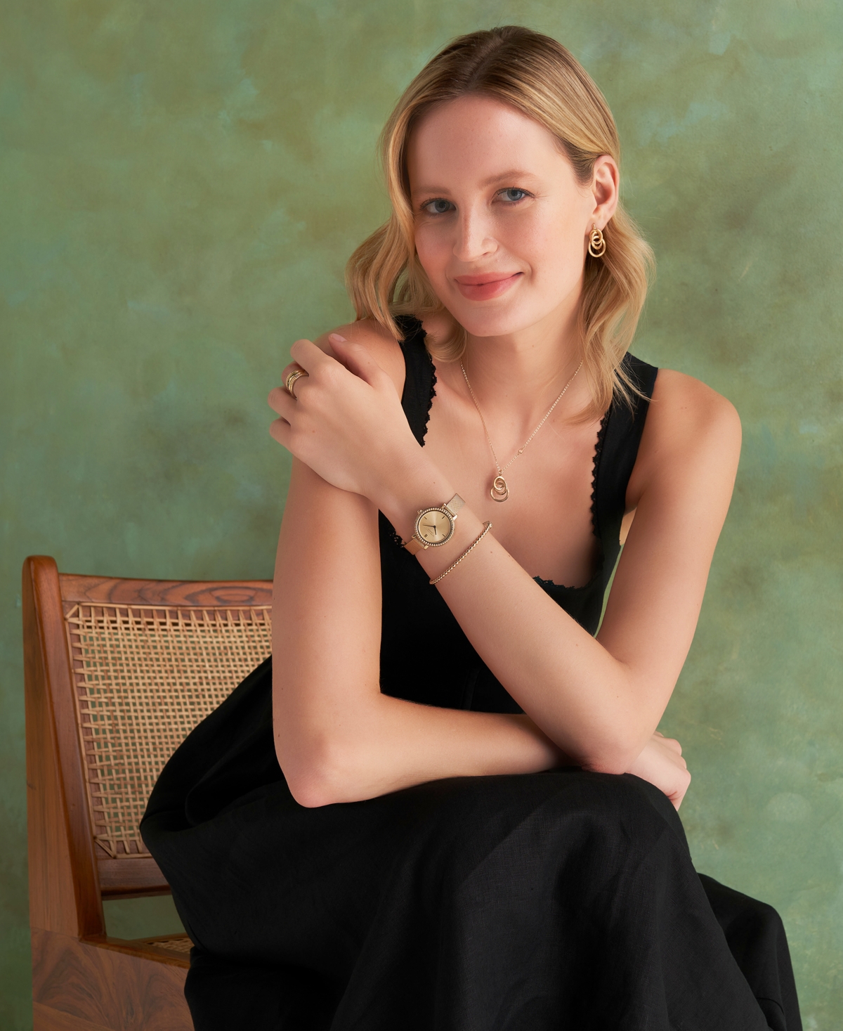 Shop Olivia Burton Women's Vintage-like Bead Gold-tone Stainless Steel Mesh Watch 30mm