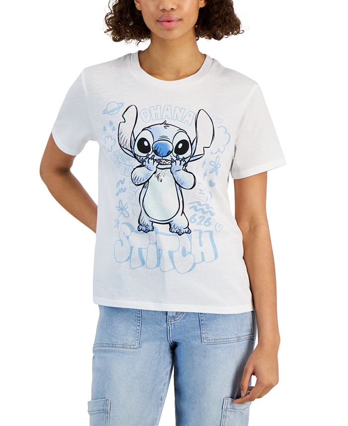 Disney Juniors' Stitch Ohana Graphic-print Tee - Macy's