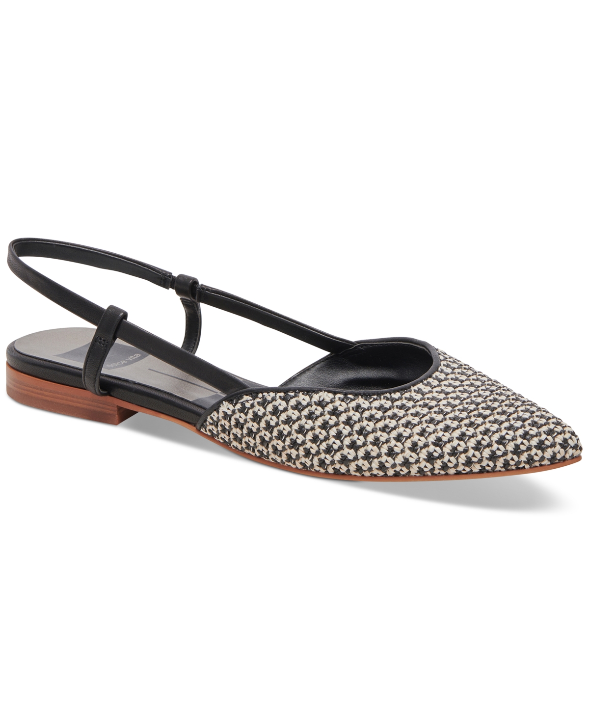 Shop Dolce Vita Women's Narah Slingback Flats In Black,natural Raffia