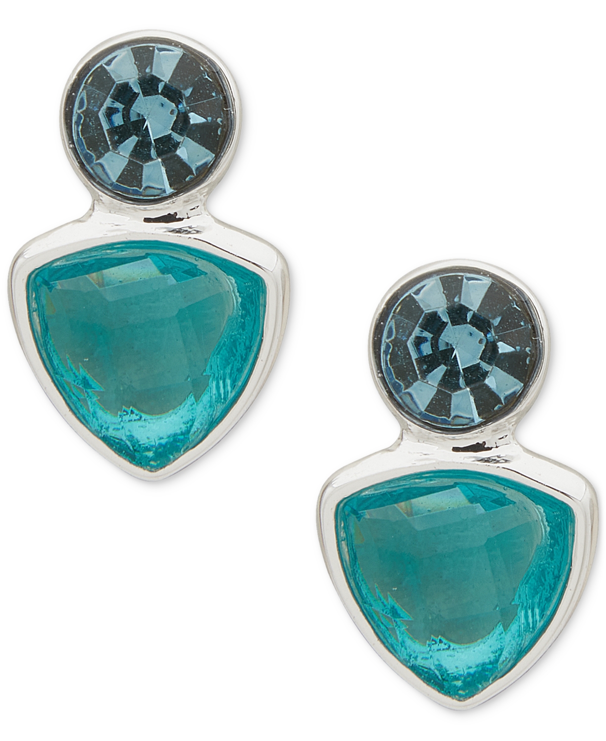 Shop Anne Klein Silver-tone Crystal Bezel Set Stone Stud Earrings In Multi