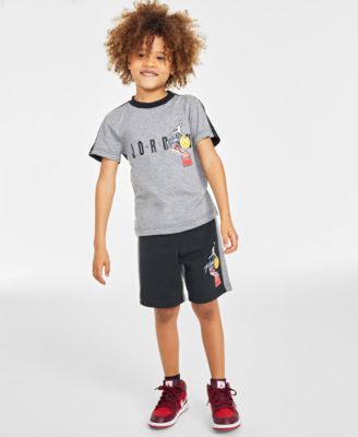 Shop Jordan Little Boys Short Sleeve T Shirt Shorts In Dune Red