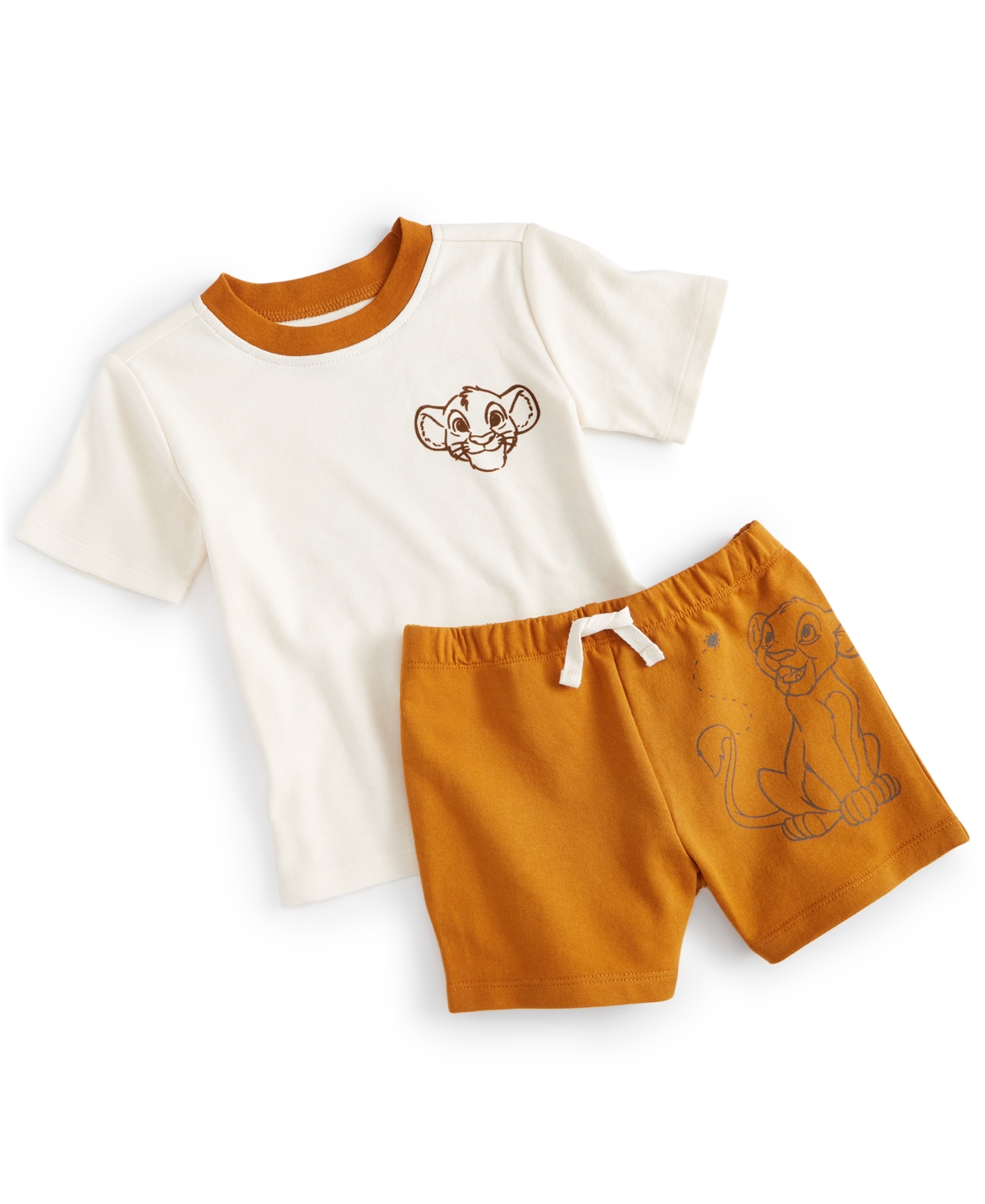 Shop Disney Baby The Lion King T-shirt & Shorts, 2 Piece Set In Tan,beige