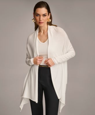 Women's Long-Sleeve Drape-Front Cardigan