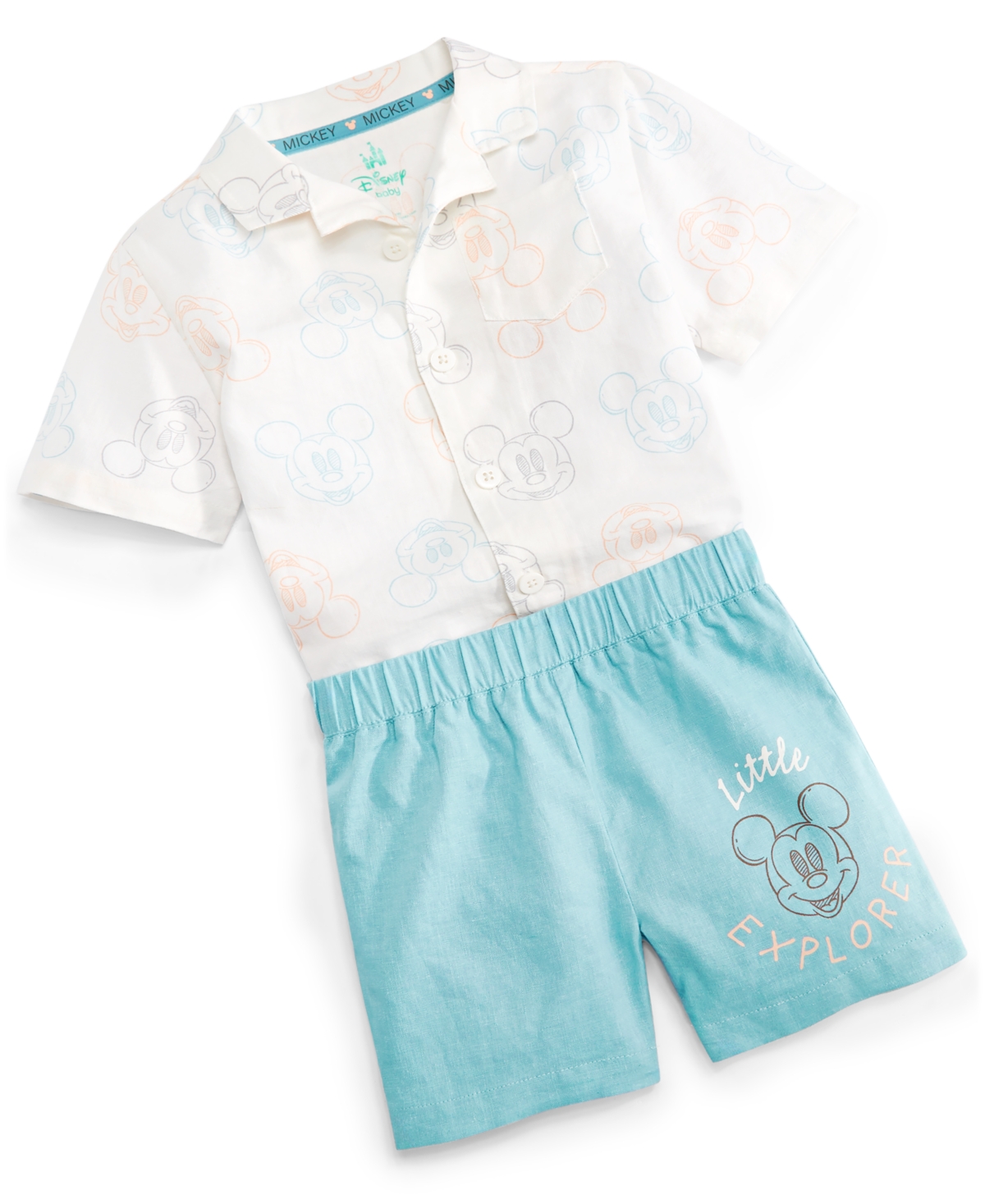 Shop Disney Baby Mickey Mouse Shirt & Twill Shorts, 2 Piece Set In White