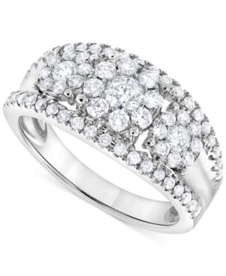 Macy's - Diamond Flower Cluster Ring (1 ct. t.w.) in 14k White Gold
