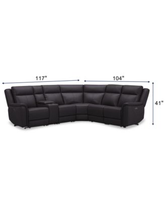 Addyson 117" 6-Pc. Leather Sectional with 3 Zero Gravity Recliners with Power Headrests & 1 Console