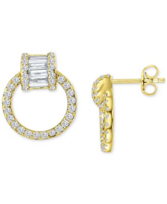 Macy's - Cubic Zirconia Round & Baguette Doorknocker Drop Earrings