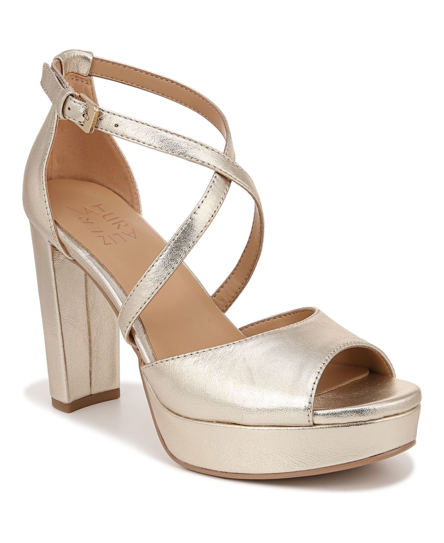 Женские сандалии Naturalizer Melody Platform Peep Toe Dress Sandals, цвет: Шампань кожаный — фото 1