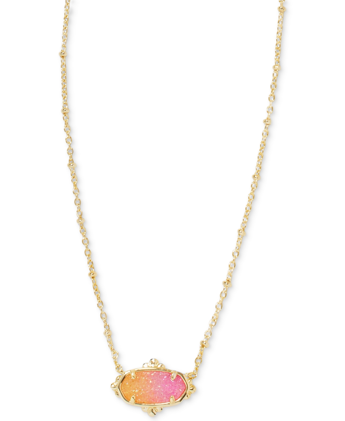 Shop Kendra Scott 14k Gold-plated Drusy Stone 19" Adjustable Pendant Necklace In Sunrise Ombre Drusy