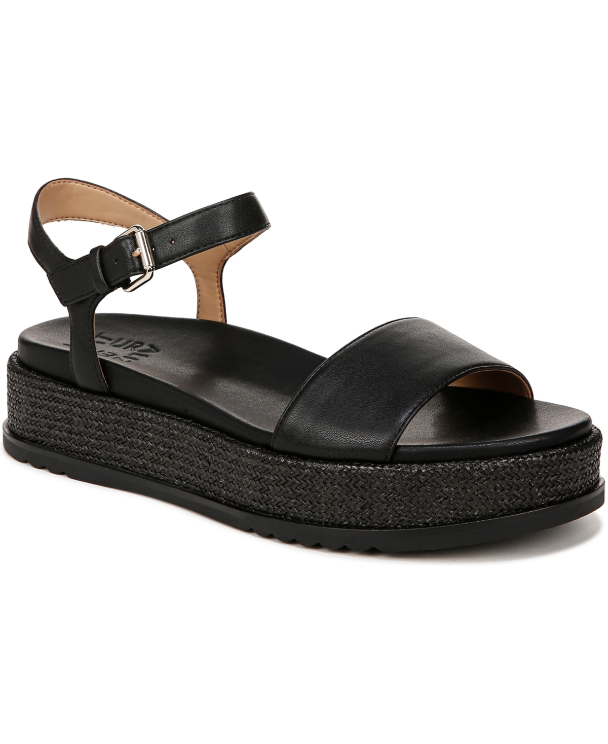 Shop Naturalizer Zane Flatform Sandals In Black Faux Leather