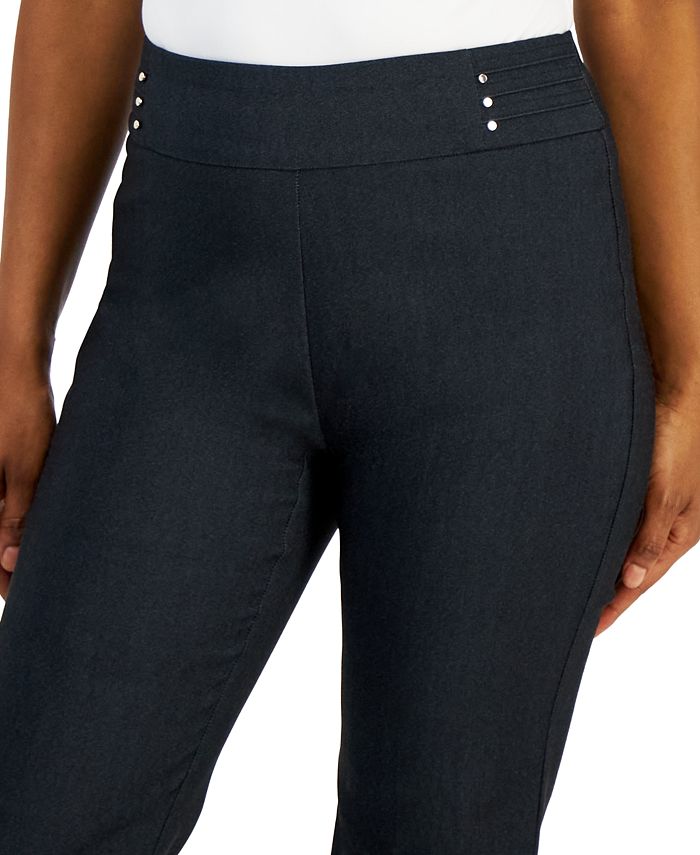 JM Collection Women's Waverly Denim Rivet Pants, Created for Macy's ...