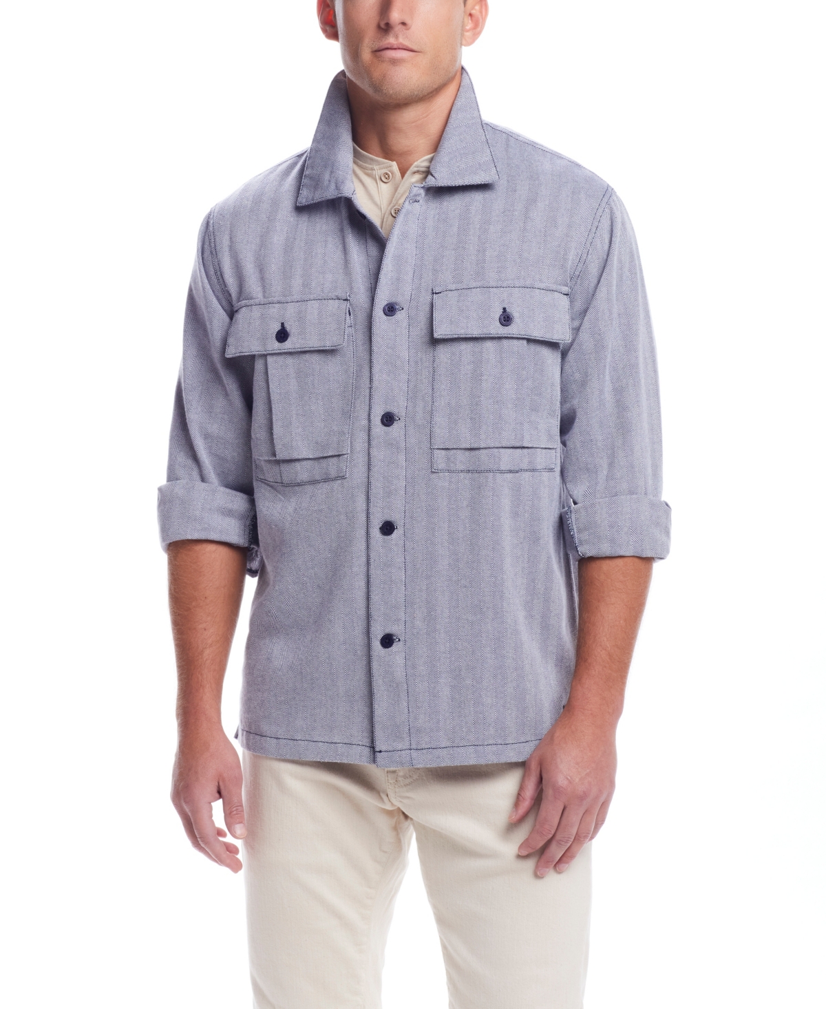Weatherproof Vintage Men's Summer Long Sleeve Shirt Jacket In Navy