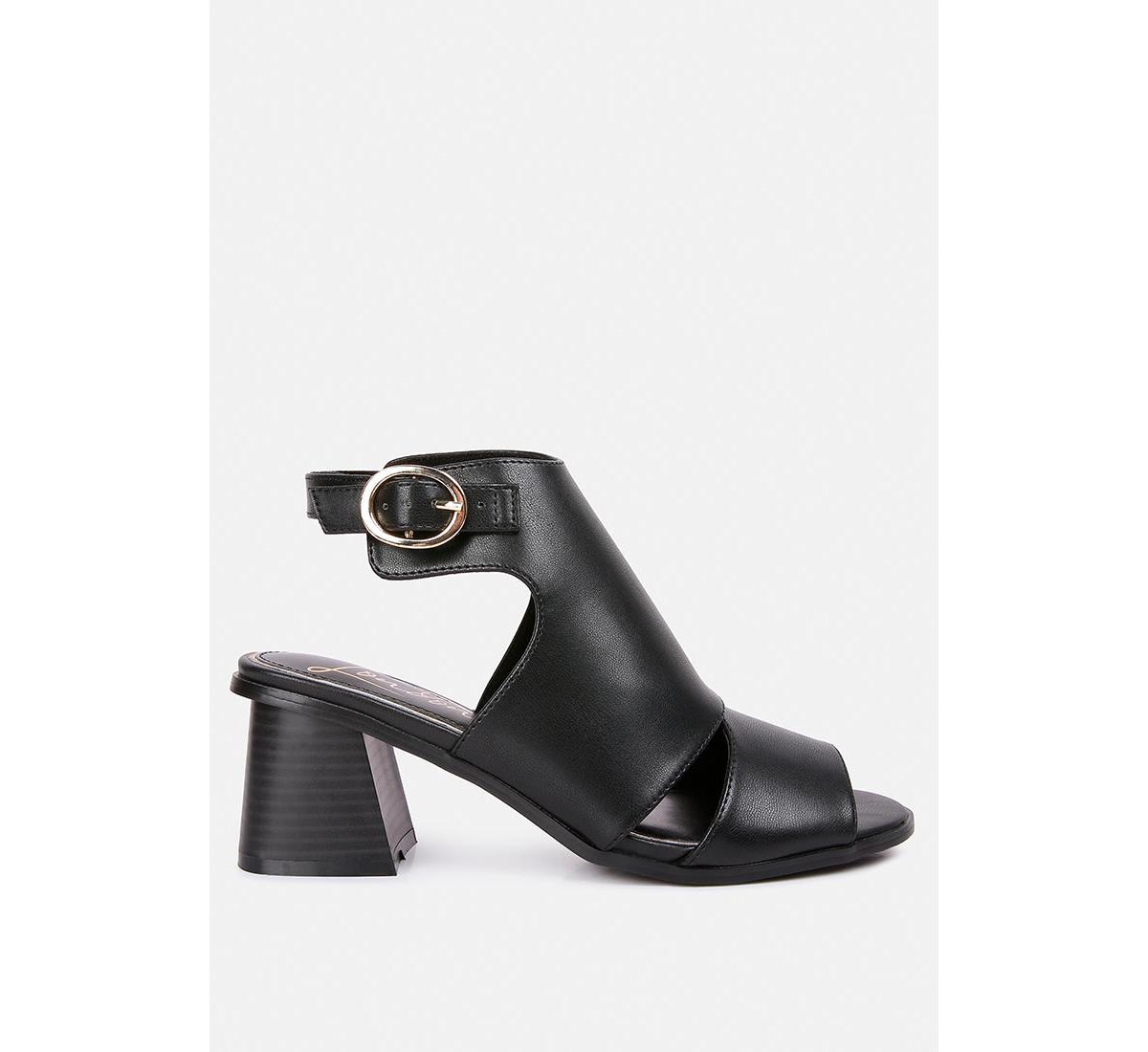 Women Polessi Pin Buckle Ankle Mules - Black