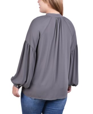 Plus Size Long Raglan-Sleeve Blouse