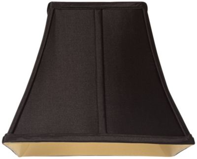 Small Square Curved Black Lamp Shade 6" Top x 11" Bottom x 9.75" Height (Spider) Replacement with Harp and Finial