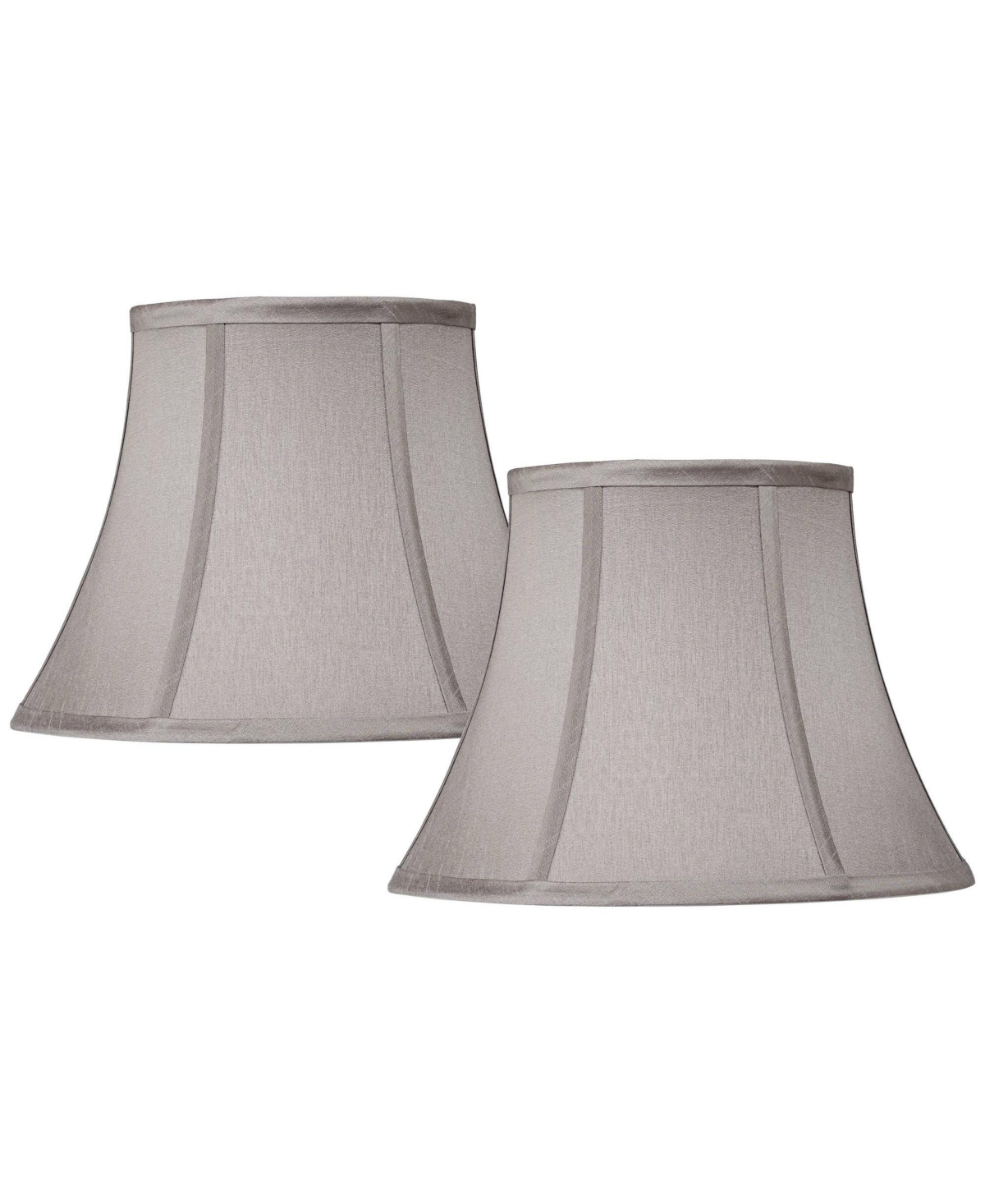 Springcrest Set Of 2 Pewter Gray Small Bell Lamp Shades 7" Top X 12" Bottom X 9" High (spider) Replacement With In Grey