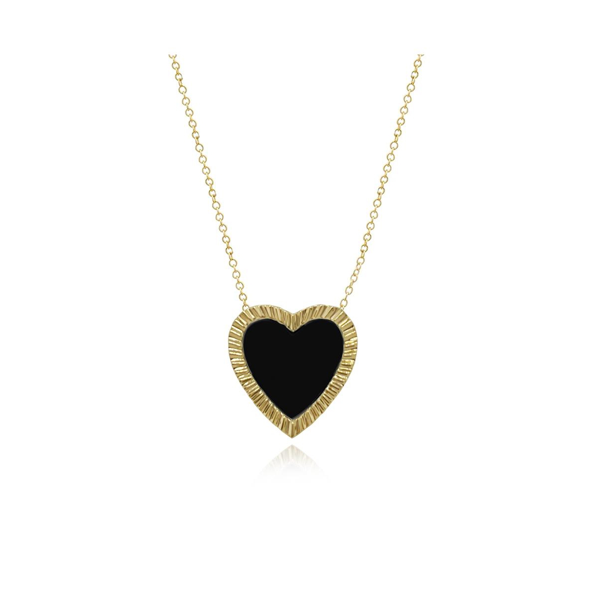 Aj by Alev Fluted Outline Stone Heart Necklace - Gold