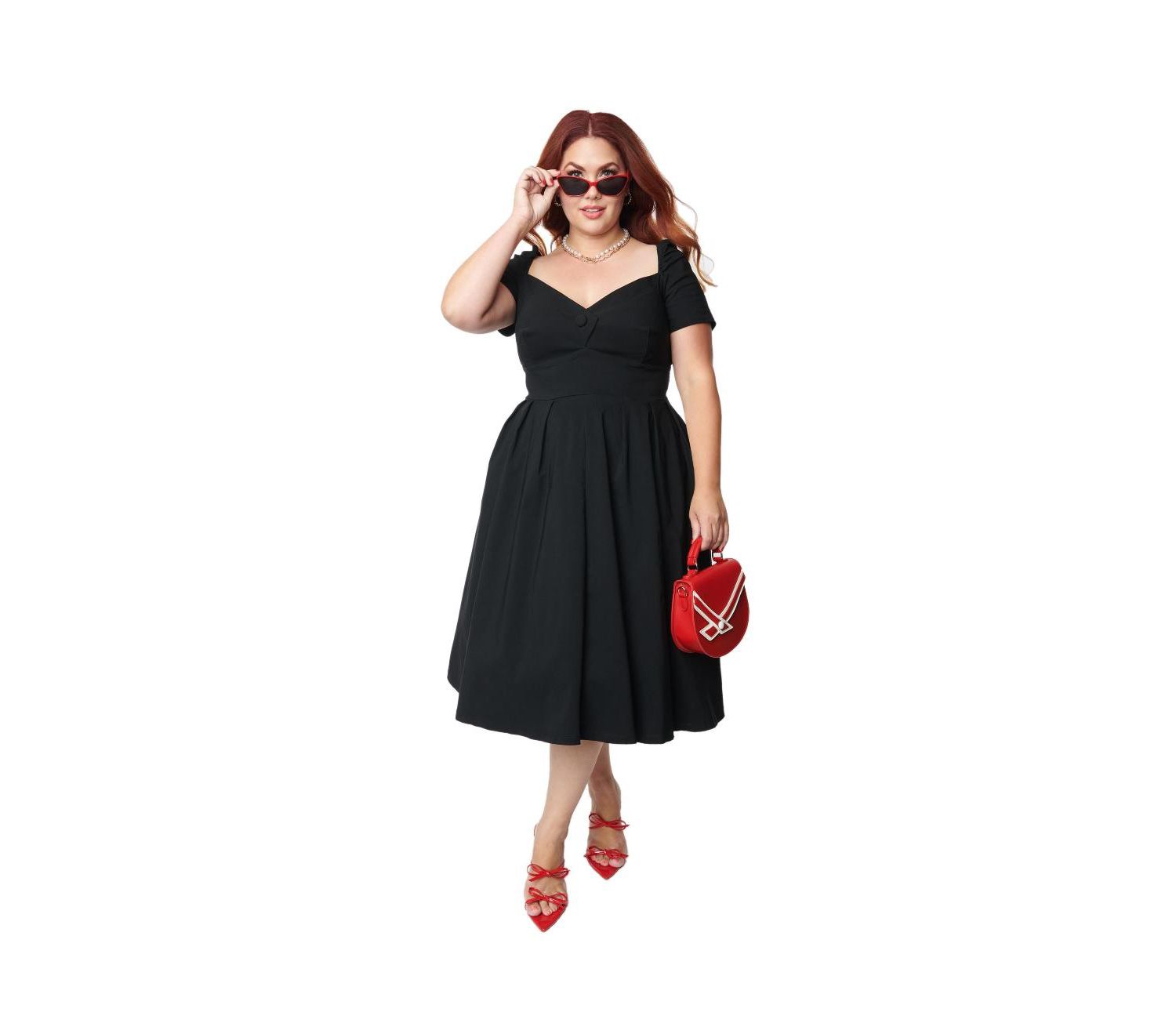 Plus Size Short Sleeve Sweetheart Midge Swing Dress