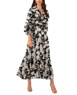 Vince Camuto - Women's Long-Sleeve Smocked-Waist Maxi Dress