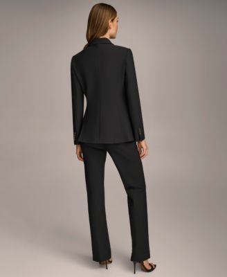 Shop Donna Karan Womens Double Breasted Blazer Straight Leg Pant In Black