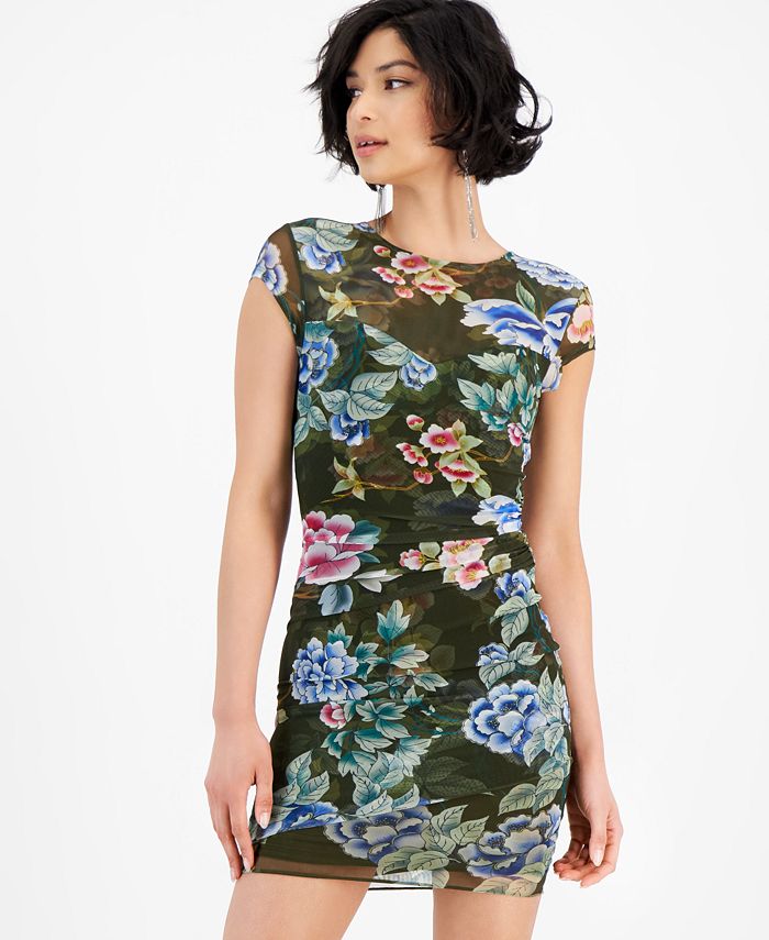 GUESS Women's Eco Aida Mesh Short Sleeve Dress - Macy's
