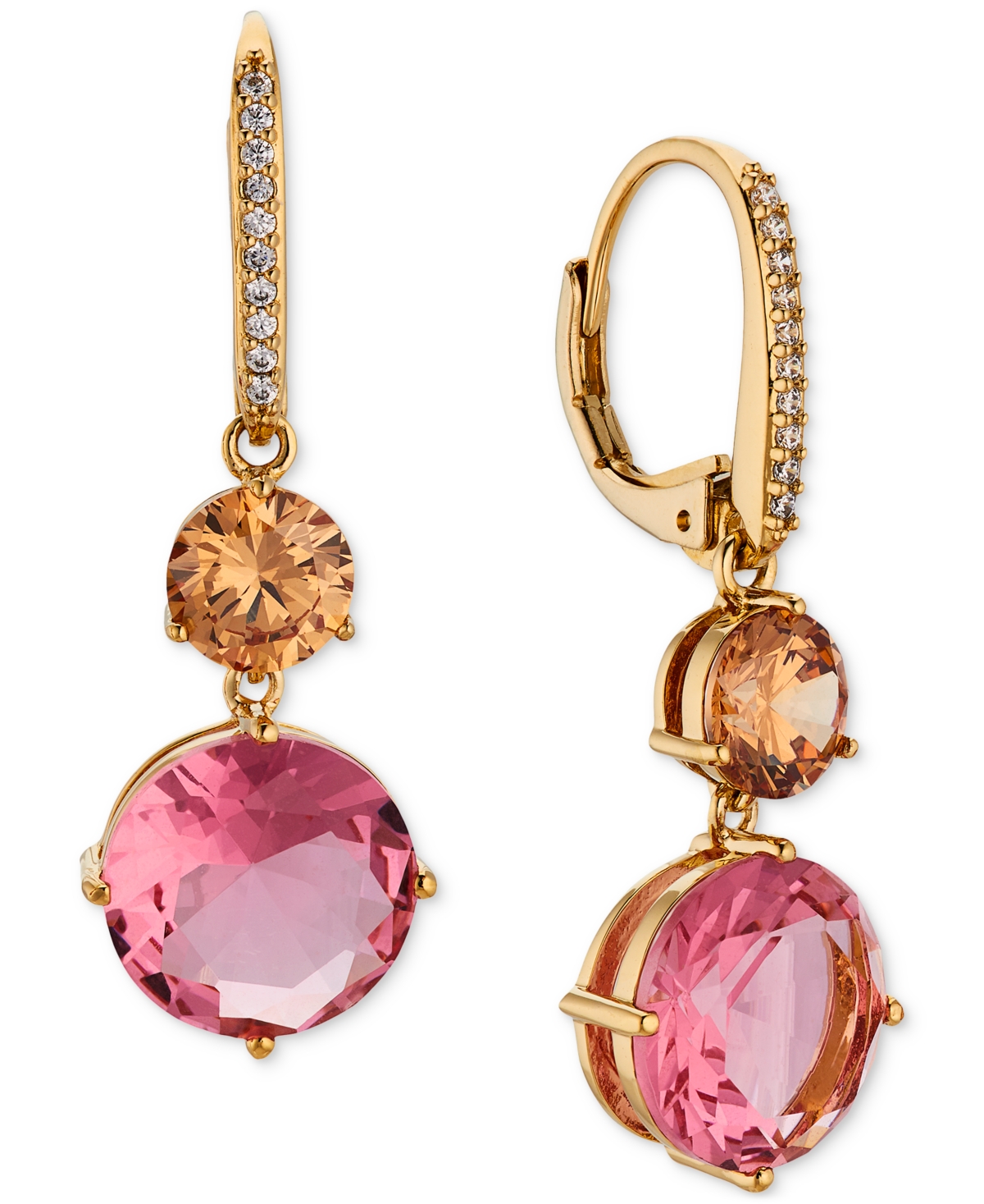 18k Gold-Plated Multicolor Cubic Zirconia Double Drop Earrings, Created for Macy's - Gold