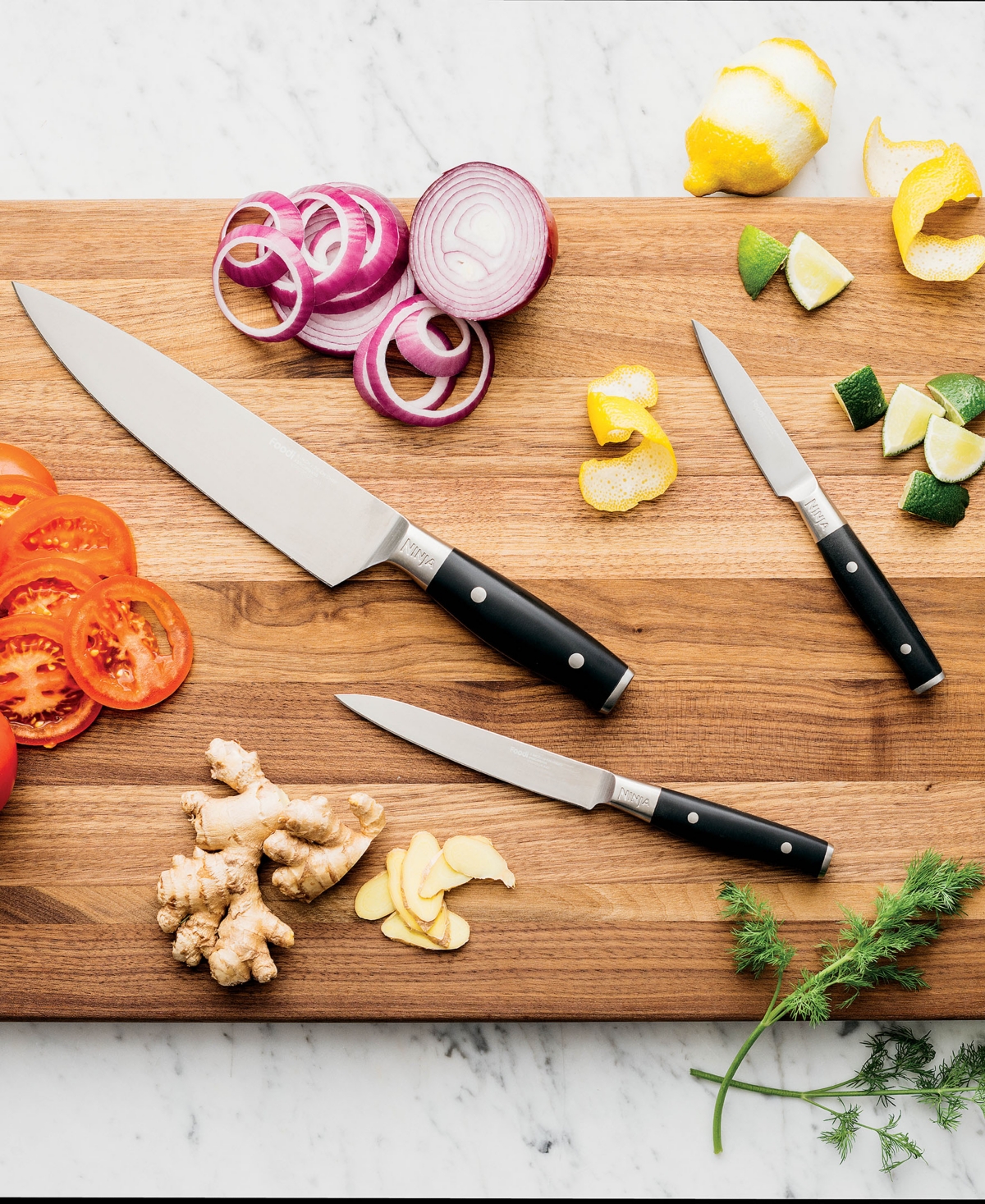 Ninja Foodi Neverdull German Stainless Steel Premium System 3-piece Chef Knife, Utility Knife Paring Knife In Black